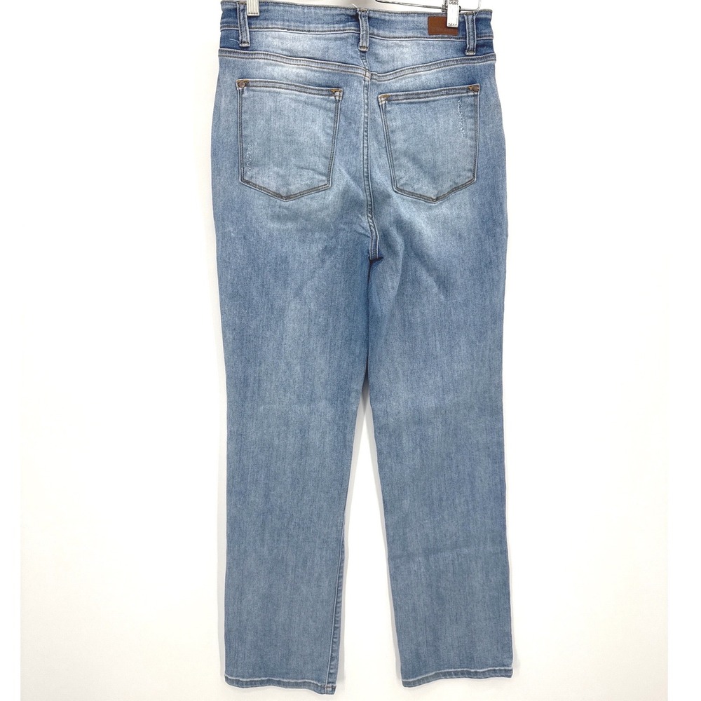 Judy Blue Women Jeans 11/30 Light Wash Distressed Straight Leg High Rise - Picture 7 of 8